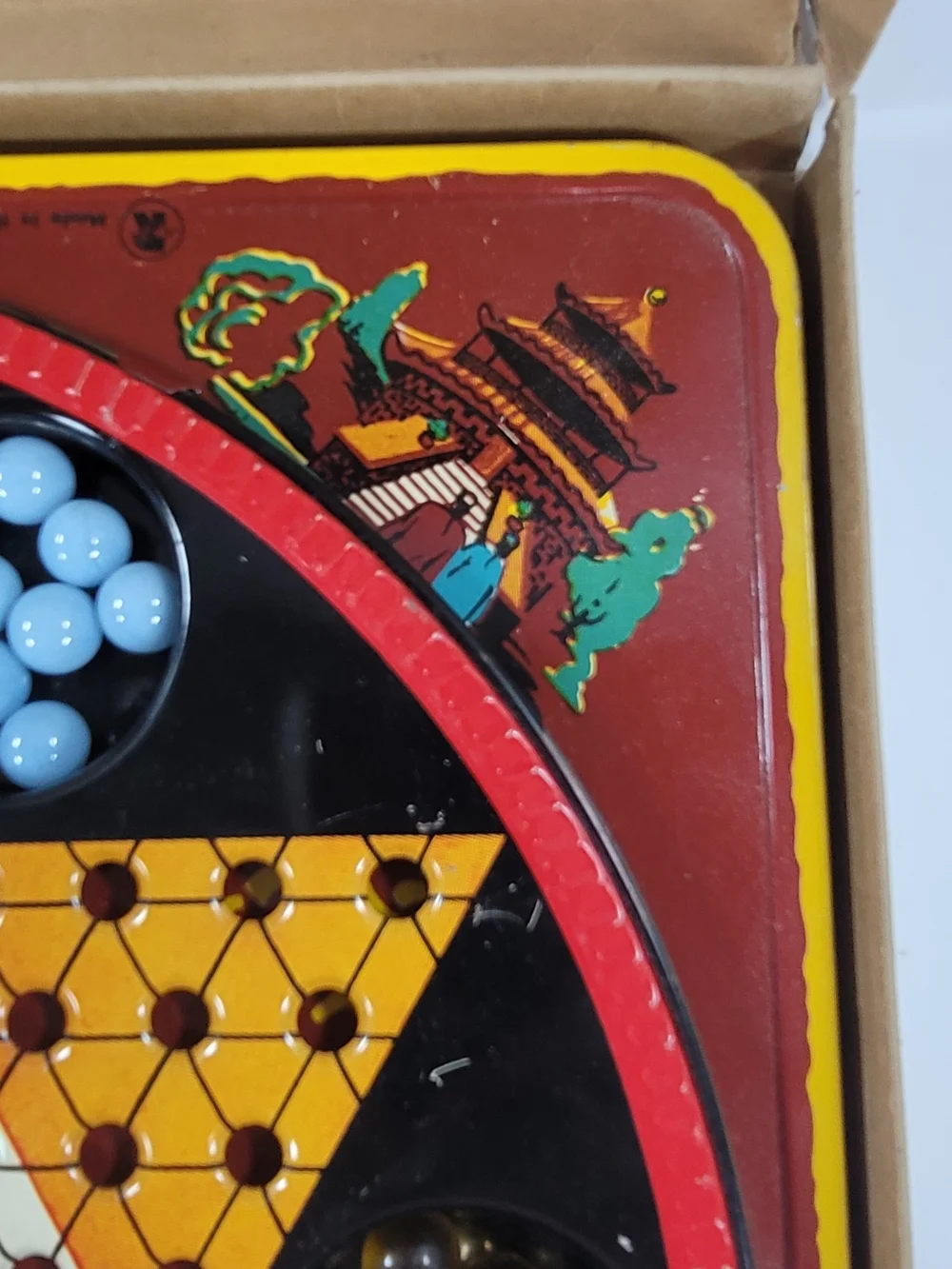 Vintage Pagoda Chinese Checkers Game In Original Box Ranger Steel No. 650